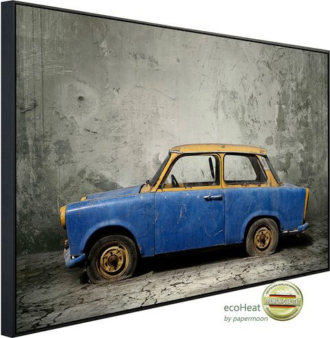 papermoon EcoHeat Infrarotheizung Vintage rostiges Auto, bunt mit Matt-Effekt, App-Steuerung und Überhitzungsschutz - Bild 1