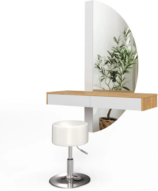 Vicco Schminktisch Melisa mit LED-Spiegel und Hocker, Eiche Weiß, B: 120 cm, H: 161 cm, T: 40 cm - Bild 2