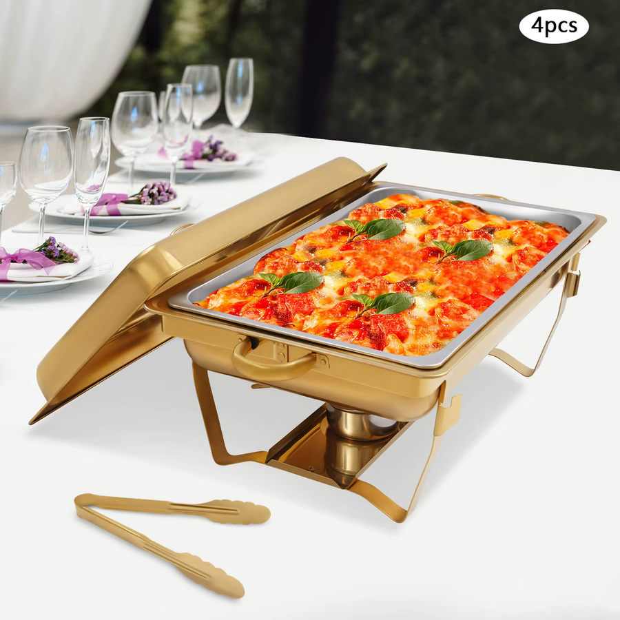 Bymaocar 4er-Pack Chafing Dish Buffet-Set aus Edelstahl in Gold - Bild 2