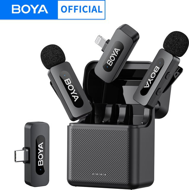 BOYA BY-V3 Drahtloses Lavalier-Ansteckmikrofon mit Rauschunterdrückung für iPhone, Android und Kamera in Schwarz - Bild 1