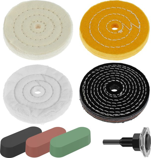 Wiederverwendbares Polierscheiben-Set mit Polierpaste und Schaft in Multicolour für Metall, Schmuck und Glas - Bild 1