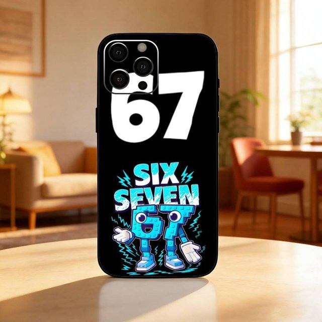 67 Six Seven Handyhülle aus weichem Silikon für iPhone 12 bis iPhone 17 Plus und Max, Schwarz - Bild 1