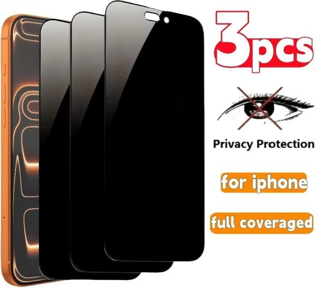 TAOYUNXI Anti-Spionage Displayschutzfolie aus gehärtetem Glas für iPhone 16 15 14 13 12 11 Pro Max Plus XS XR 8 7 6, transparent - Bild 1