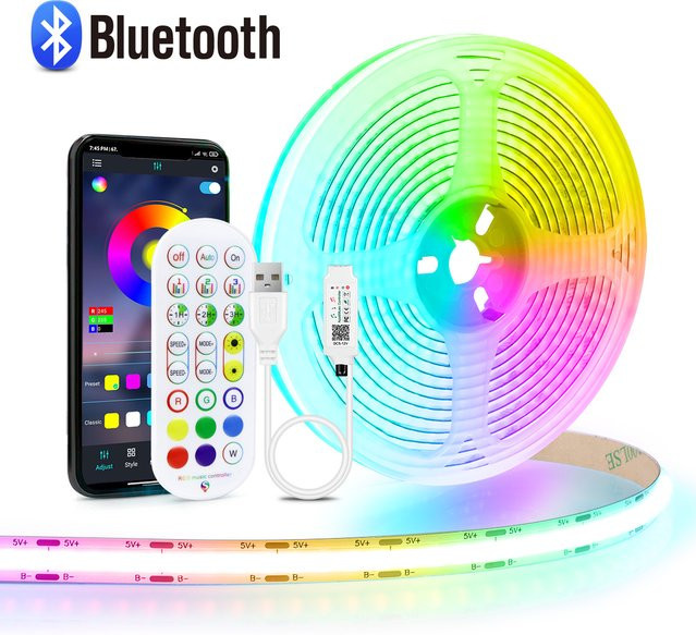 MALITAI RGB COB LED-Lichtband mit 576 LEDs, USB 5V, steuerbar per App und Fernbedienung, dimmbar für deine Spielzimmer-Dekoration - Bild 1