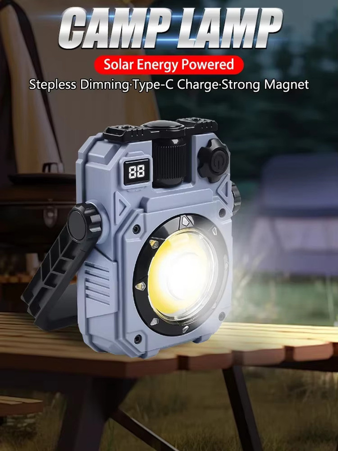 Heinast Magnetisches LED-Arbeitslicht mit COB-Technologie, Solarbetrieben und Wasserdicht, Wiederaufladbare Notfalllampe für Werkstatt und Outdoor - Bild 7
