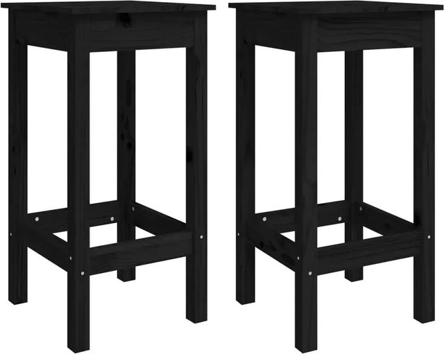 vidaXL Barstühle 2er Set Schwarz aus Kiefer Massivholz B/T/H: 40 x 40 x 78 cm - Bild 1
