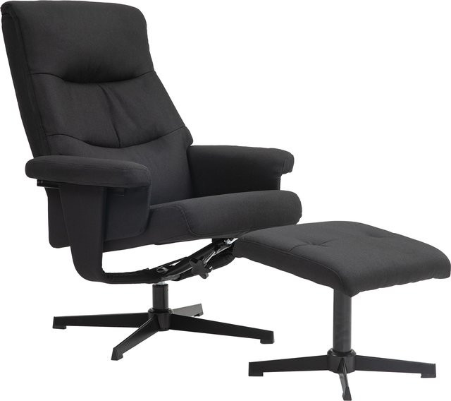 HOMCOM Relaxsessel mit Hocker in Schwarz mit Samtoptik, drehbarer Liegesessel mit Wippfunktion und Liegefunktion für Wohnzimmer und Schlafzimmer - Bild 1
