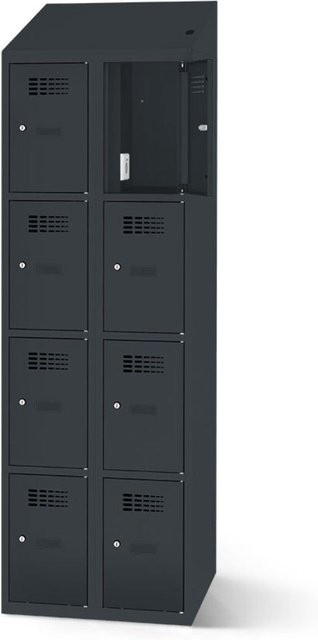 rotstahl Fächerschrank mit Ladefunktion und 8 Fächern in Anthrazit, B: 80 cm, H: 200 cm - Bild 1