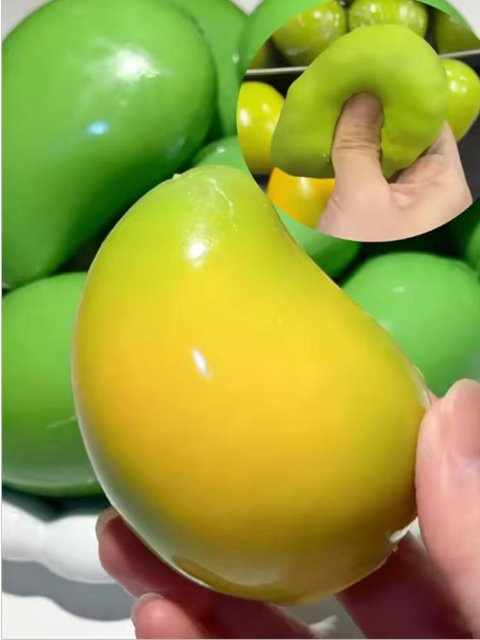 Mango-Stressball Quetschspielzeug, Farbwechselnde Mango Squishy Fidget Ball, ASMR Sensorisches Stressabbau-Spielzeug, yellow - Bild 1