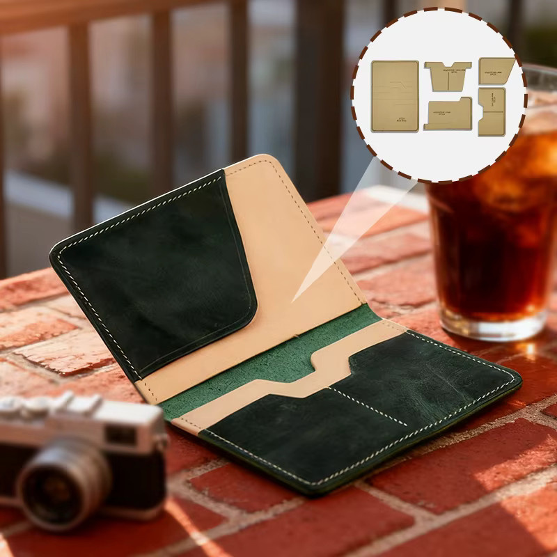 YOMDID 5er Set DIY-Schablonen zur Herstellung von Geldbörsen, Passhüllen und Kartenhaltern in Beige - Bild 2