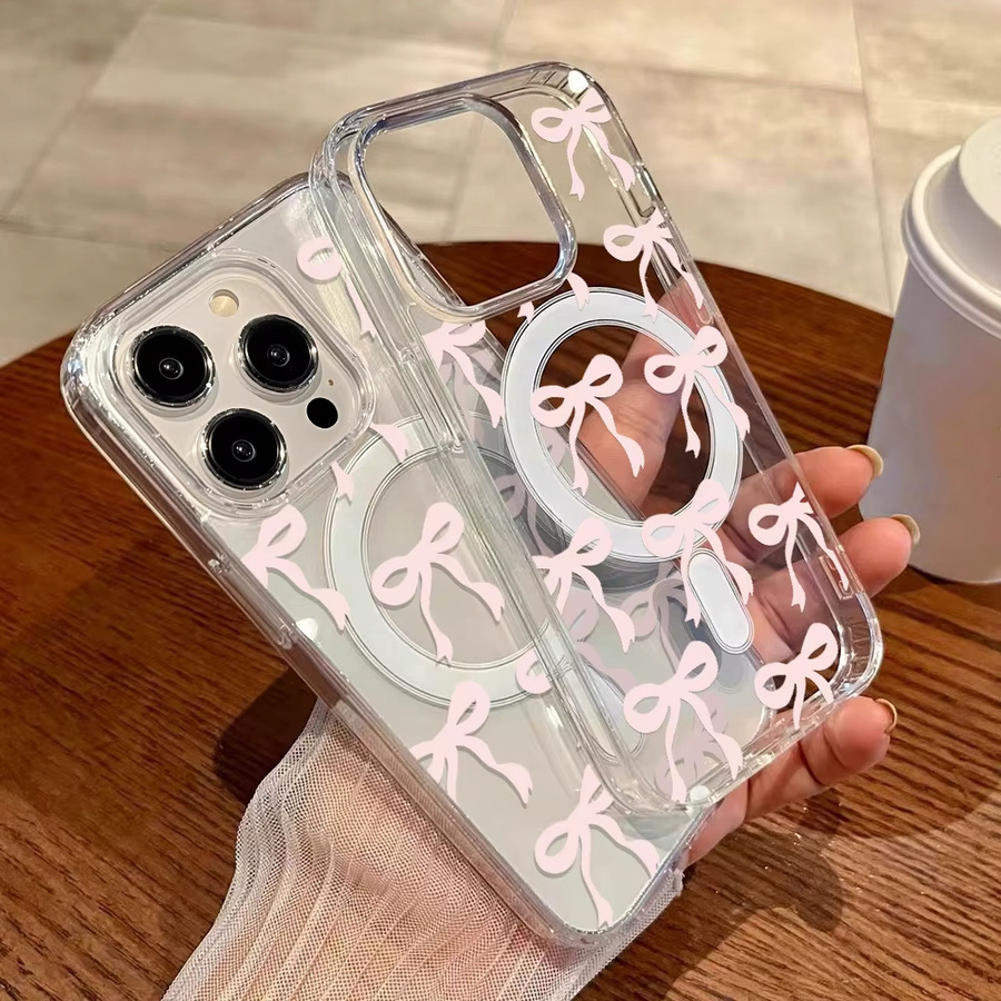 Transparente magnetische Silikon Handyhülle mit Schleife und Knoten für iPhone 11 bis iPhone 17 Pro Max, stoßfeste Schutzhülle - Bild 2