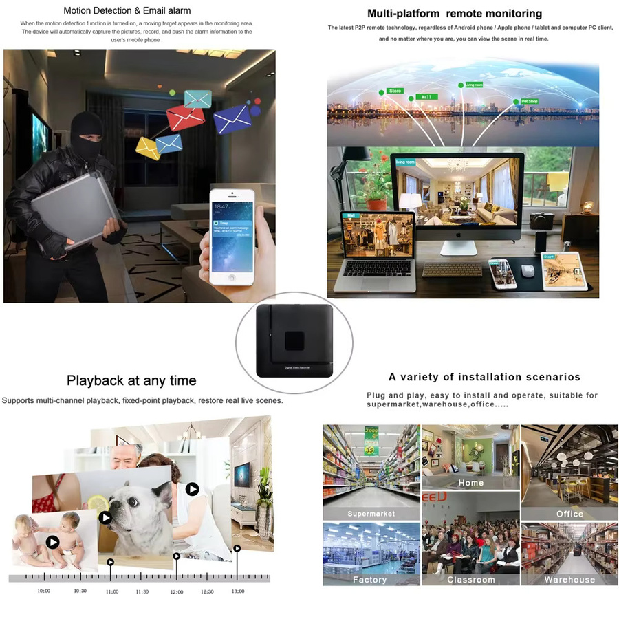 Hamrolte H.265 CCTV NVR Mini Netzwerk-Videorekorder mit 4K, Gesichtserkennung und IE Cloud, Schwarz - Bild 4
