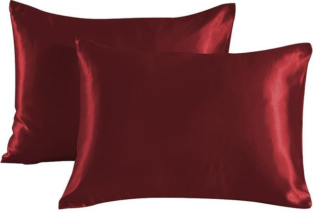 Cozy Up Home Seiden-Kissenbezüge aus Naturseiden-Satin in Rot, 2er-Set, B/H: 51 x 66 cm - Bild 1