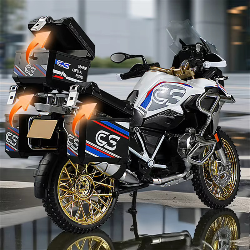 MAKEDA R1250 GS ADV Motorrad Modell, 1:10, Metall, mit Sound und Licht - Bild 3