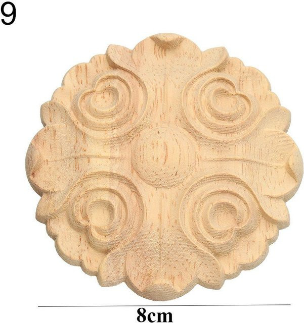 Dekorative Eckapplikationen aus Holz mit floraler Schnitzerei in Beige für Retro-Möbel und Rahmen - Bild 1