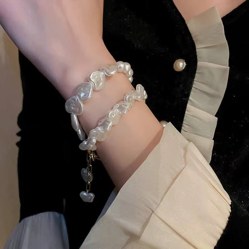 K-HOME Kettenarmband, Messing, Perle, Weiß, Damen - Bild 2