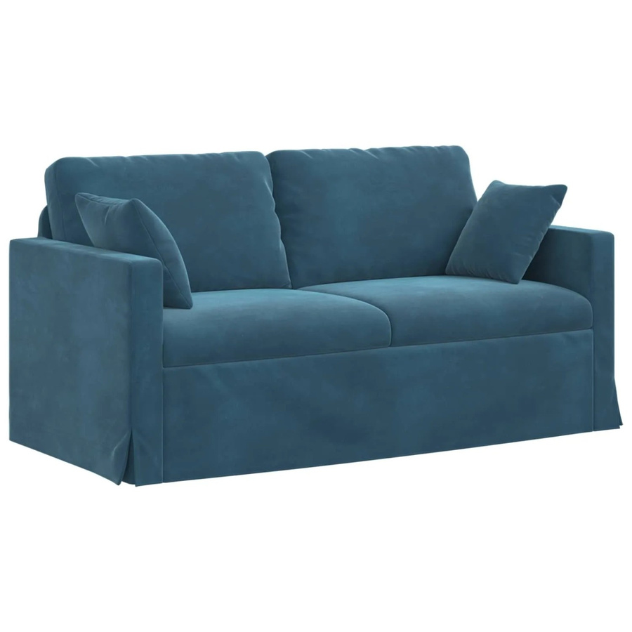 vidaXL Sofa Blau aus Samt mit Metallrahmen B: 158 cm, T: 78 cm, H: 80 cm - Bild 2