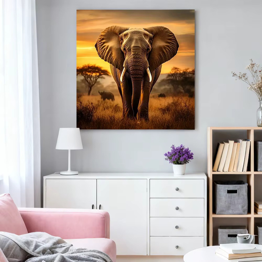 HUACAN Diamantmalerei Elefant als Mosaik-Stickerei mit Rundbohrern, Wanddeko in Multicolour, B/H: 20 x 20 cm - Bild 3