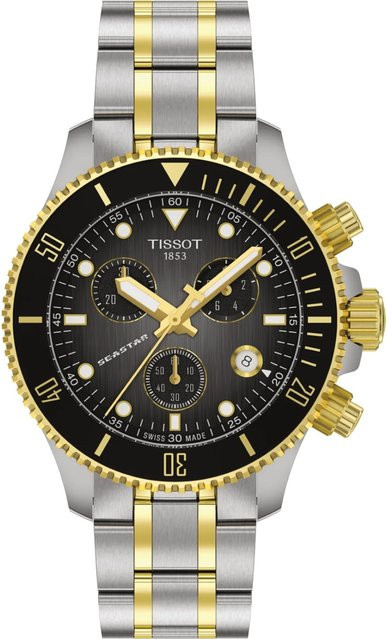Tissot Chronograph Seastar 1000, Quarz, Edelstahl, Schwarz, 38 mm, Herren - Bild 1