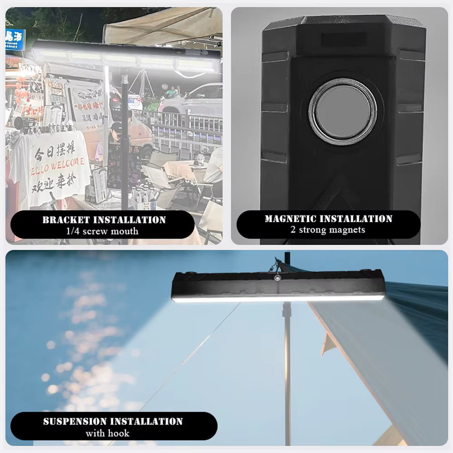 T-SUNRISE Tragbare LED Campinglampe mit Magnet und Akku, Schwarz, B/T/H: 22 x 31 x 41 cm - Bild 3