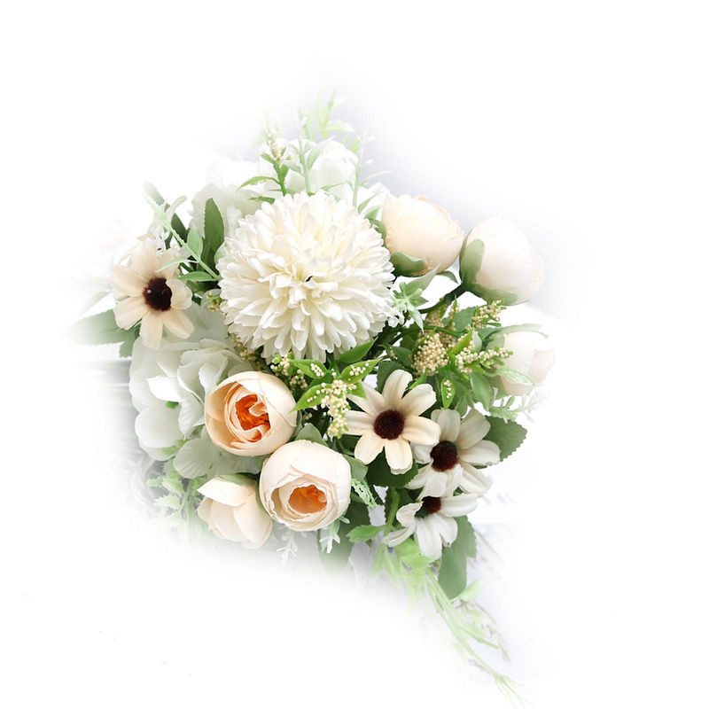 Tooarts Künstliche Hydrangea Blumenkugel in Beige und Weiß als florales Arrangement für Hochzeiten und Dekoration - Bild 2