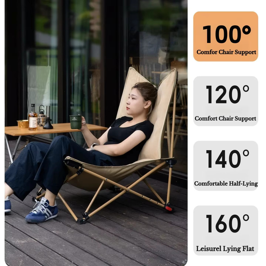 Mountainhiker Klappbarer Campingstuhl mit hoher und verstellbarer Rückenlehne für Outdoor und Freizeit in Schwarz oder Beige - Bild 5