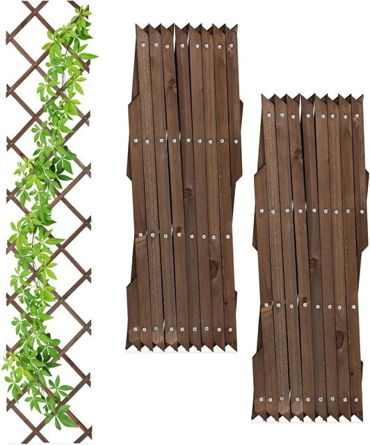 Relaxdays Rankgitter aus Tannenholz in Braun, 3er Set, ausziehbar, Höhe: 180 cm, Breite: 30 cm, Tiefe: 1,5 cm - Bild 1
