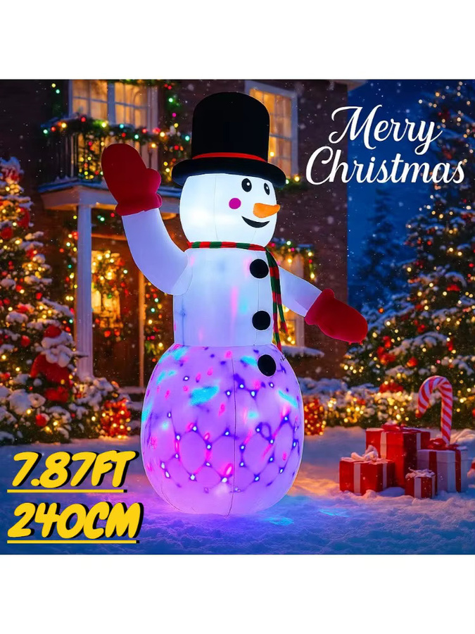 Aufblasbarer Schneemann als Weihnachtsdekoration mit LED-Licht, weiß, Höhe: 240 cm - Bild 3