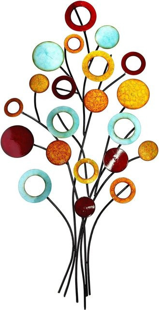 Gilde Wandrelief Modern Abstract Mehrfarbig aus Metall B: 97 cm, H: 51 cm - Bild 1