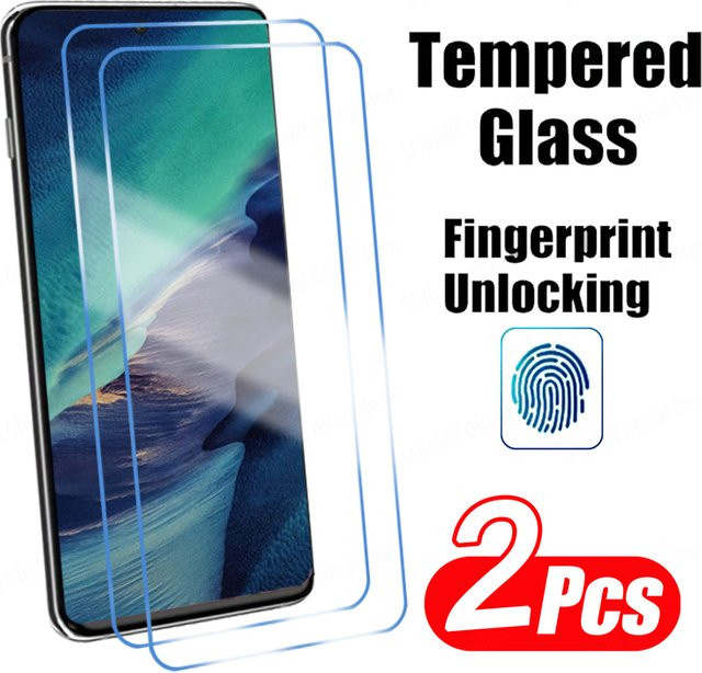2er-Set gehärtetes Glas Full Screen Protector für Samsung Galaxy S25 S24 S23 S22 S21 Ultra Plus FE transparent mit Fingerabdruck-Entsperrung - Bild 1
