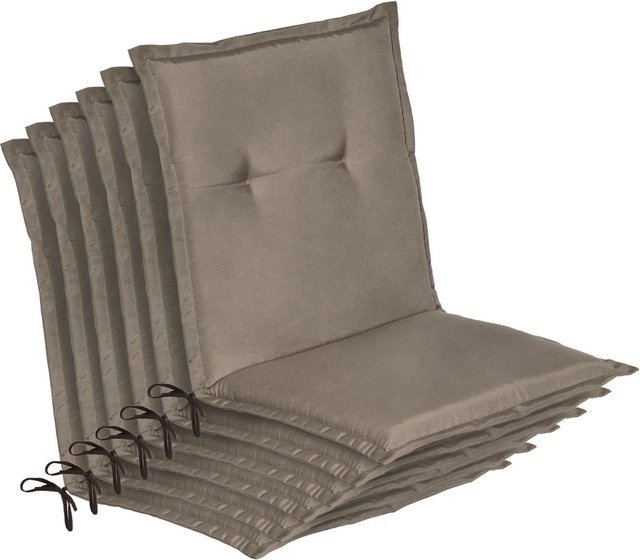 Beautissu 6er Set Auflagen für Niedriglehner Gartenstühle Loft, Farbe: Taupe, B/T/H: 100 x 50 x 6 cm - Bild 1