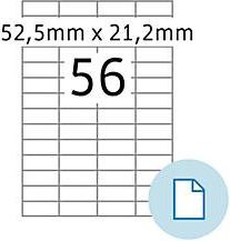 HERMA Blattetiketten 8456, weiß, permanenthaftend, bedruckbar, Papier, B: 52,5 mm, H: 21,2 mm, 500 Blatt - Bild 1