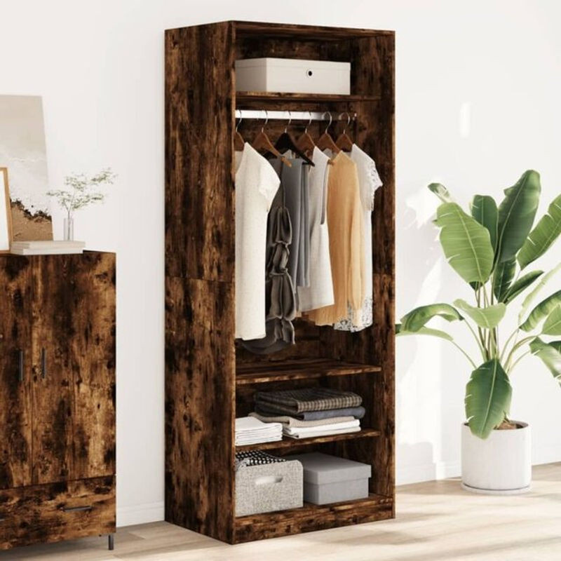 Kleiderschrank Vidaxl aus Holzwerkstoff in Räuchereiche Braun im minimalistischen Industrial Design B/T/H: 80 x 50 x 200 cm - Bild 1