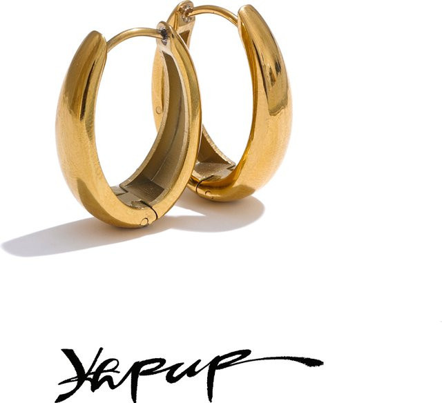 Yhpup Creolen, Edelstahl, Gold, Unisex - Bild 1
