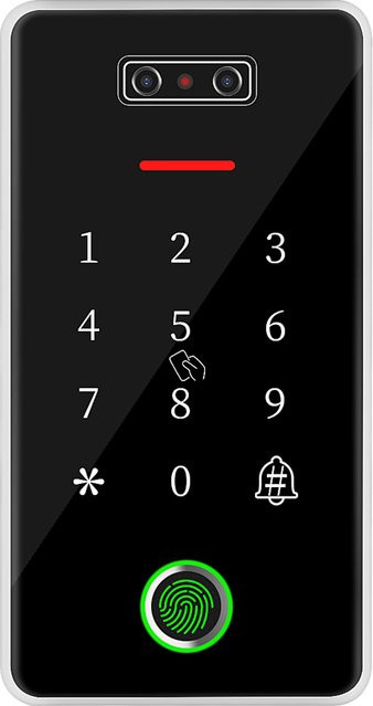 TTLOCK Biometrische Gesichts- und Fingerabdruck-Zugangskontrolltastatur mit 13,56 MHz RFID-Leser in Schwarz, kompatibel mit G2 Gateway TTHotel und TTRenting - Bild 1