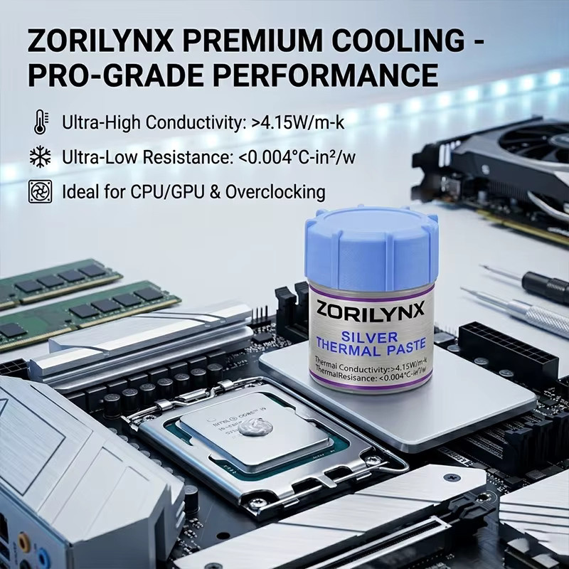 ZORILYNX Wärmeleitpaste Silber 4,15W/m-k für CPU und GPU in PC, Laptop oder Konsole - Bild 2
