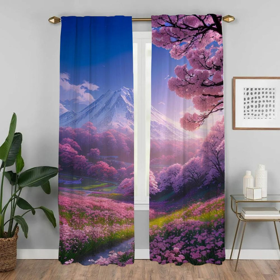 Lichtblockierende Baumvorhänge aus Polyester für Schlafzimmer und Wohnzimmer, 2er-Set, Breite: 100 cm, Höhe: 130 cm - Bild 2