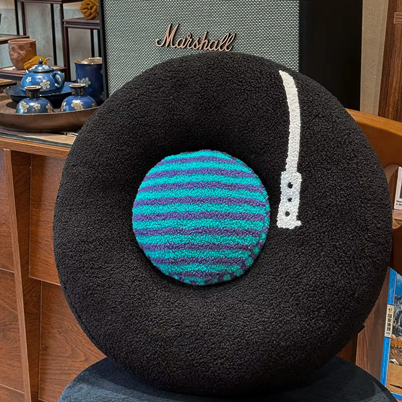 DOYOUDO Schallplatte Kissen Retro Design in Schwarz aus weichem Plüsch als dekoratives Wurfkissen - Bild 2