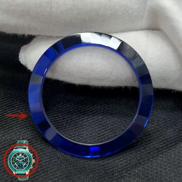 RACDONA Kristallglas-Lünetteneinsatz, Silber, grün, blau - Bild 1