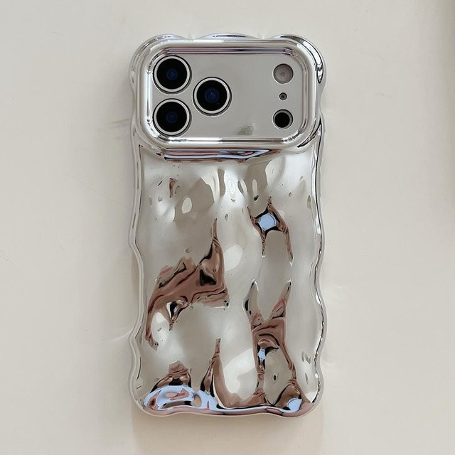 Stoßfeste Handyhülle mit 3D-Blasenwellenmuster für iPhone 17, 16, 15, 14, 13, 12, 11 Pro Max und 17Air von ianliyao in Silver - Bild 1
