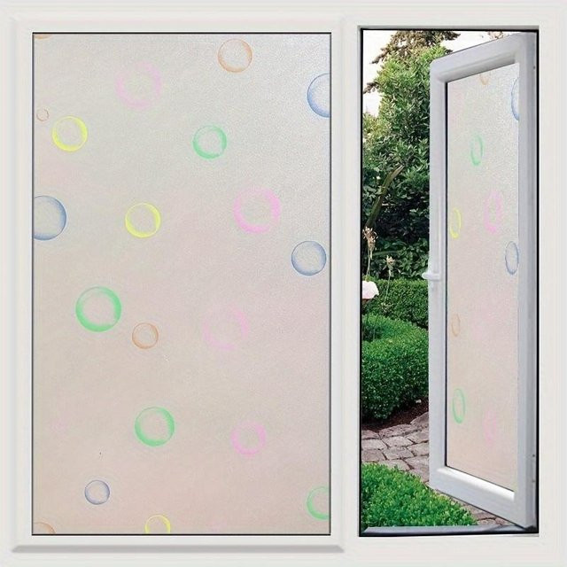 SZ-Damai Fensterfolie mit Blasenmuster in Grau und Bunt, Selbstklebend, 4m Länge - Bild 1