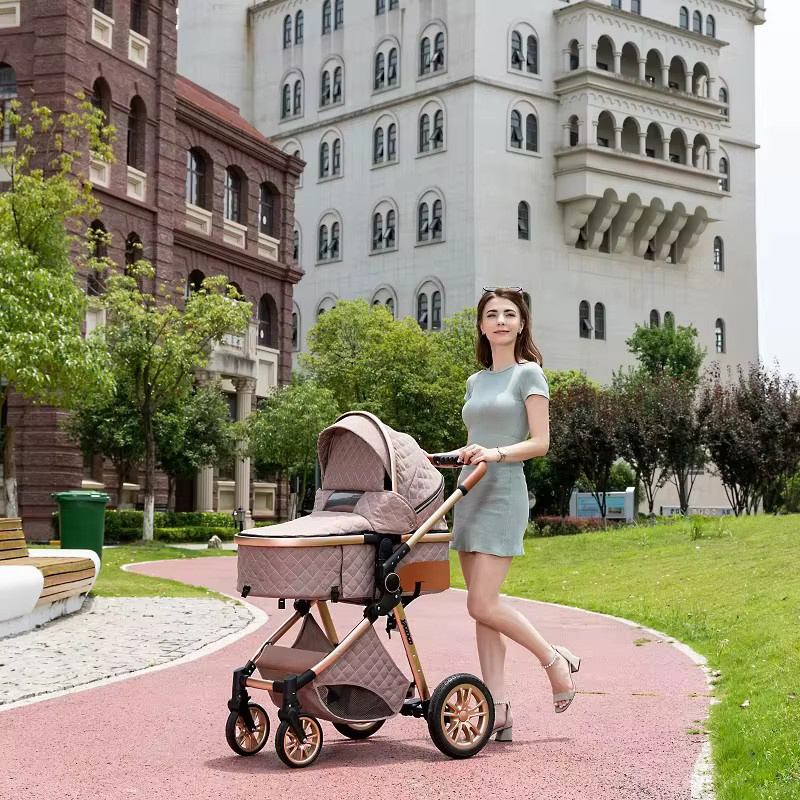 ALYIKOU 3-in-1 Kinderwagen Reisesystem mit Babywanne, Sportsitz und Autositz in Braun mit atmungsaktivem Mesh-Gewebe und leichtem Aluminiumrahmen - Bild 3