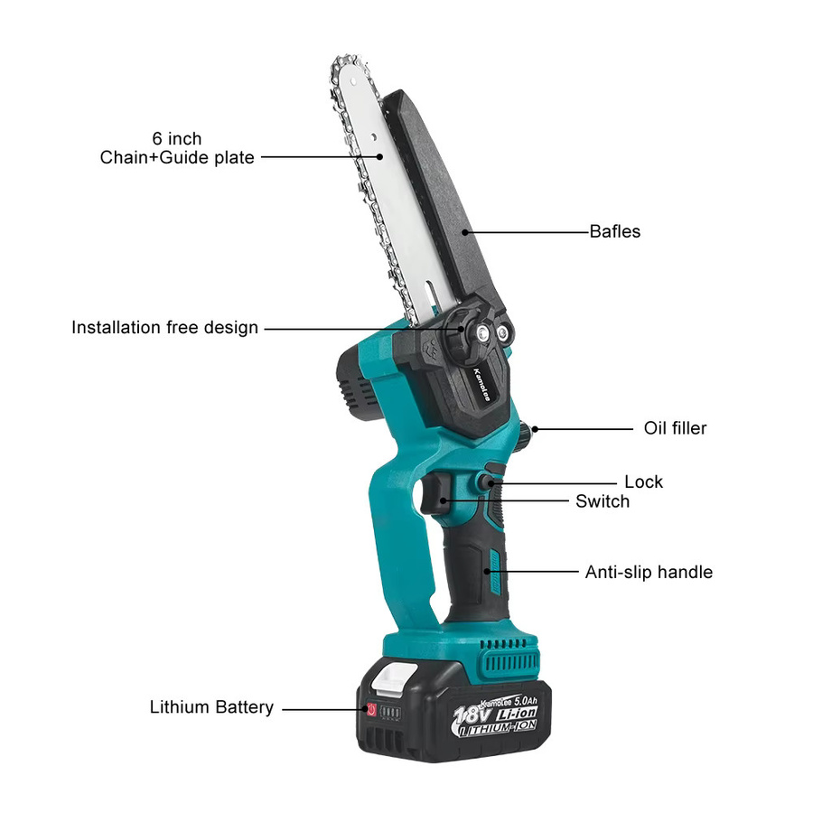 Kamolee Akku Kettensäge bürstenlos zum Holzschneiden und Beschneiden im Garten, 6 Zoll und 8 Zoll Modelle - Bild 2