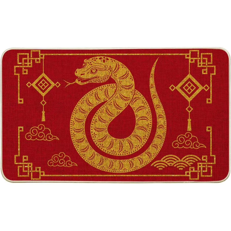 VIKAMA2025 Fußmatte Chinesisches Sternzeichen Schlange Mond Neujahr Home Decor Rot B/T: 60 x 40 cm - Bild 4