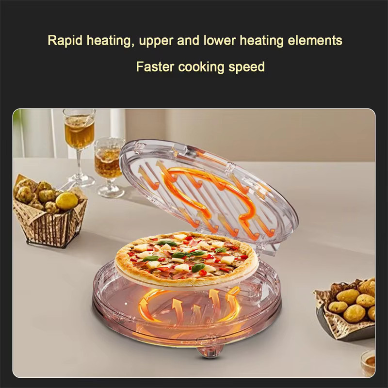 JUSTINLAU 12-Zoll Elektro-Pizzamaker in Schwarz mit 1200W und einstellbarer Temperatur bis 420 Grad Celsius sowie flammhemmender Steinplatte - Bild 3