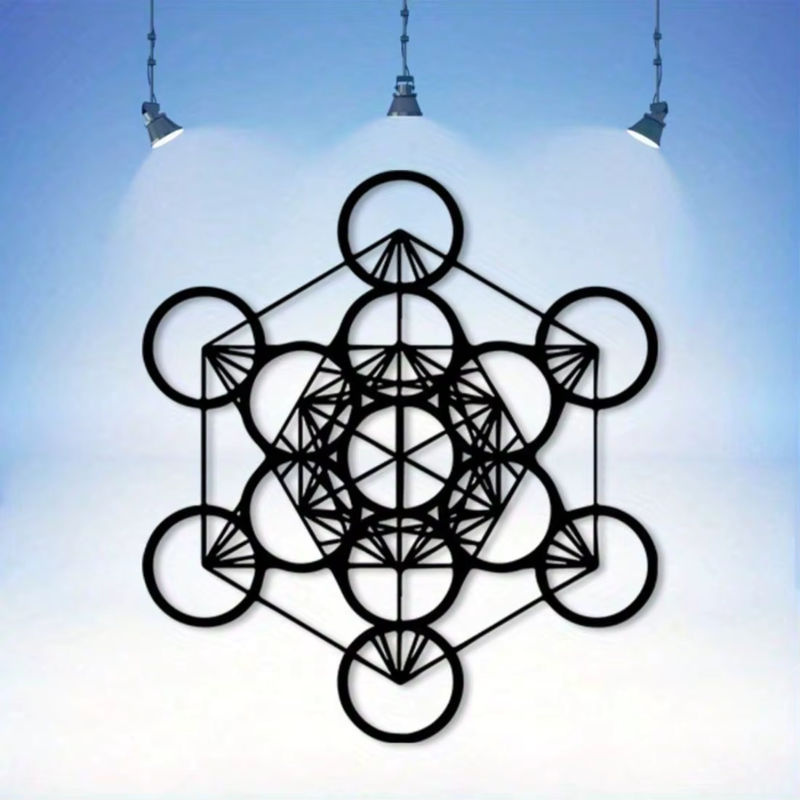 CIFBUY Metatron-Würfel Wandkunst aus Metall im Vintage-Stil mit Heiliger Geometrie als Wandbild zur Wohnungsdekoration - Bild 2