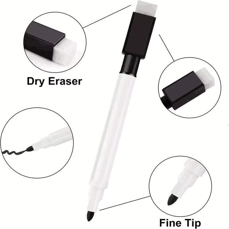 50er-Pack Whiteboard-Marker in Schwarz mit Radiergummikappen, geruchsarme Whiteboard-Stifte für Schule und Büro - Bild 2