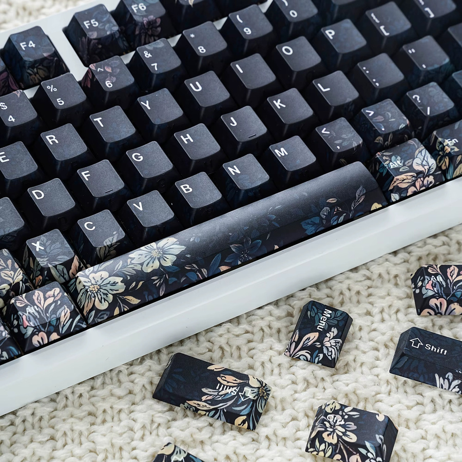 Jaycomia PBT-Tastenkappen mit seitlicher Beleuchtung im Cherry-Profil für mechanische Tastaturen, 131 Tasten, multilingual (Deutsch, Spanisch, Arabisch, Französisch, Russisch, Koreanisch) - Bild 5