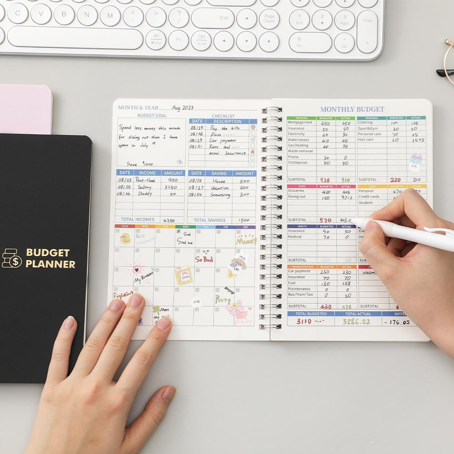 Undatiertes Budget Planer Notebook mit 50 Blättern aus PVC Hardcover und Ausgaben Tracker - Bild 3