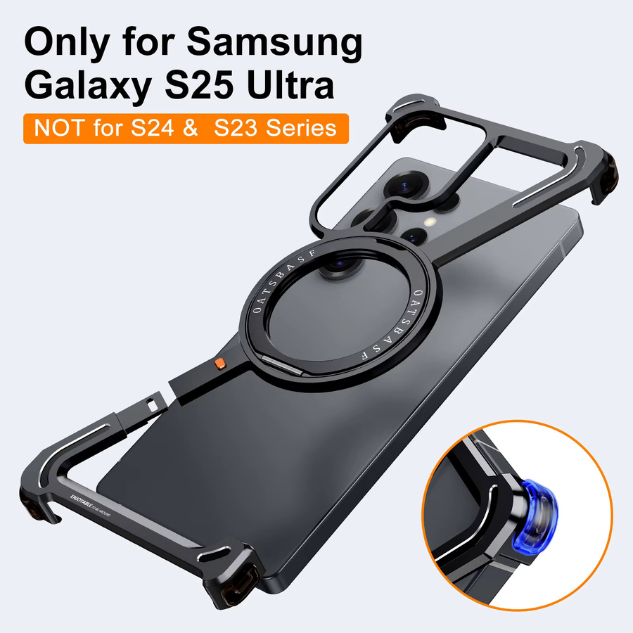 Eary Z-Form Minimalistische Handyhülle für Samsung Galaxy S25 Ultra und S24 Ultra mit 360 Grad drehbarem Magnetständer in Titanium Black - Bild 6